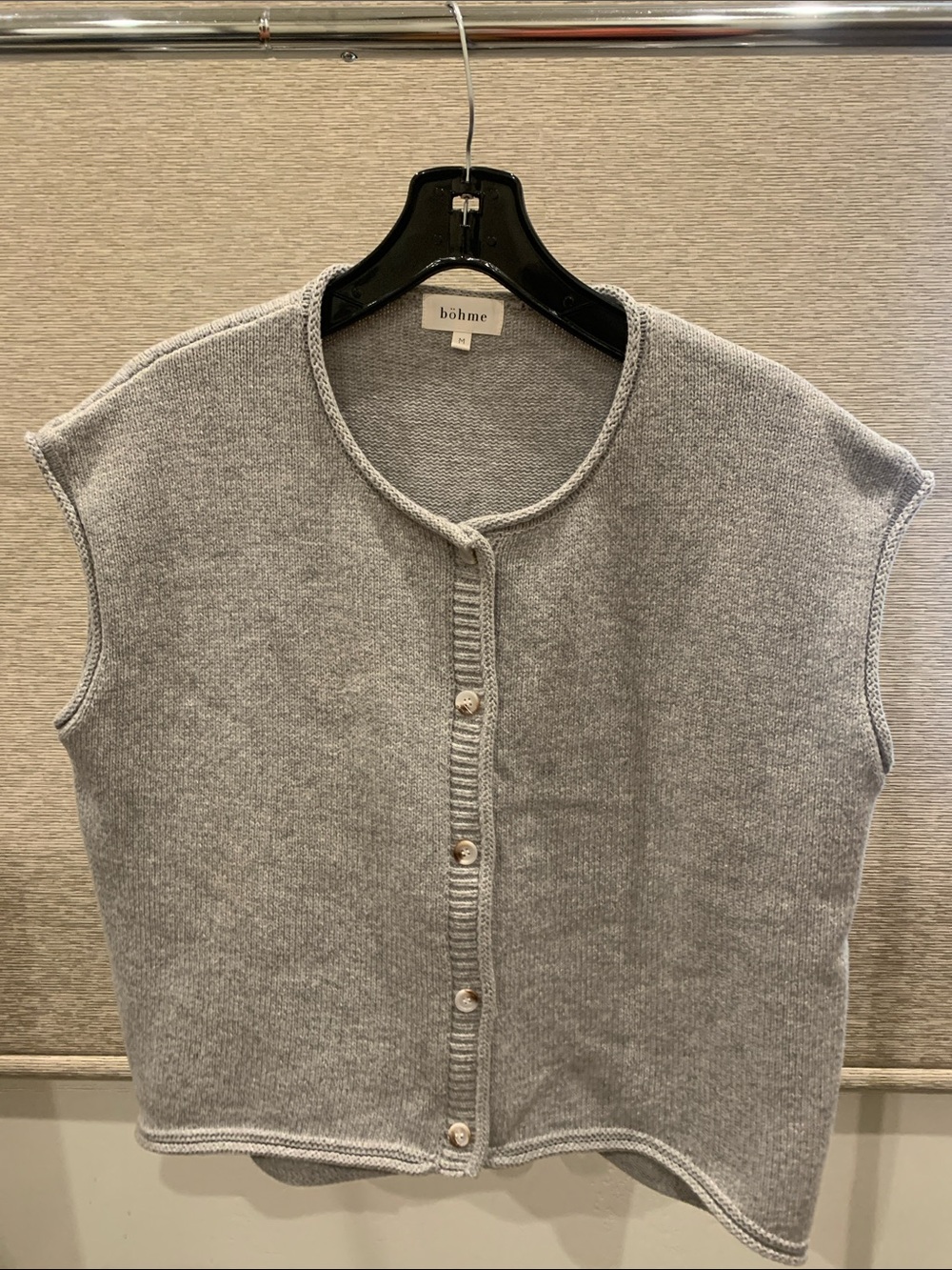bohme Light Gray Sleeveless Button-Front Knit Vest